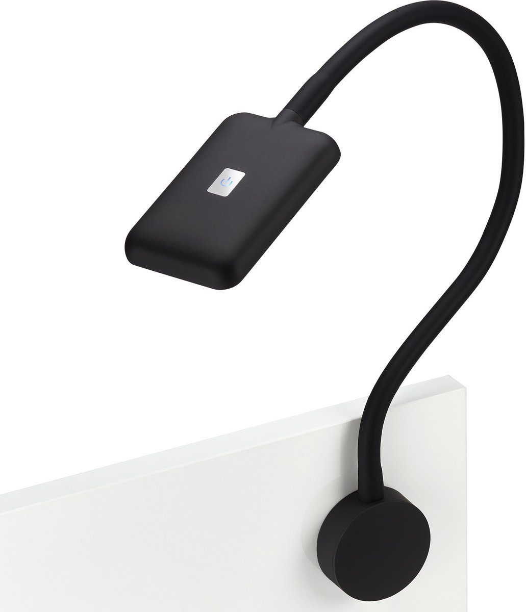 JUNKER Lighting LED Bedlamp / leeslamp FIORE zwartmet buigzame arm en touchsensor