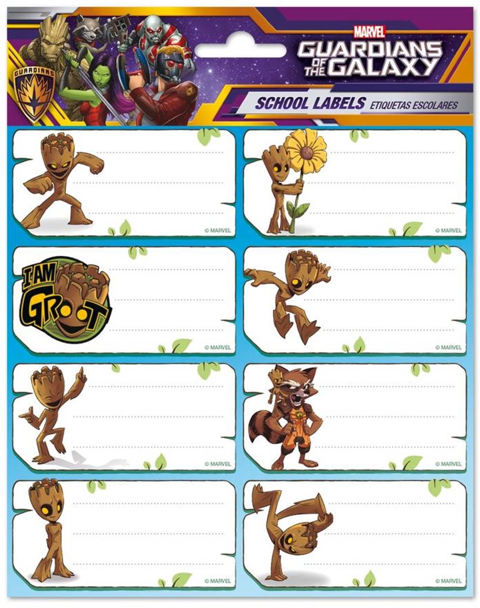 Grupo Erik Marvel - Marvel Groot SelfAdhesive Labels Zelfklevende etiketten - Multicolours
