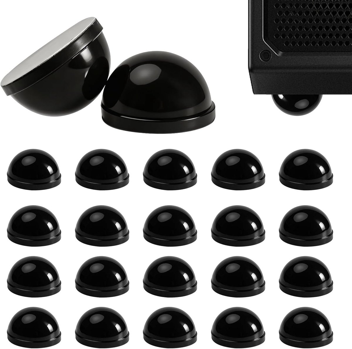 20 stuks zelfklevende siliconen luidsprekervoetjes, halfronde bumpers voor meubels en apparaten, trillingsdempers voor subwoofers en luidsprekers