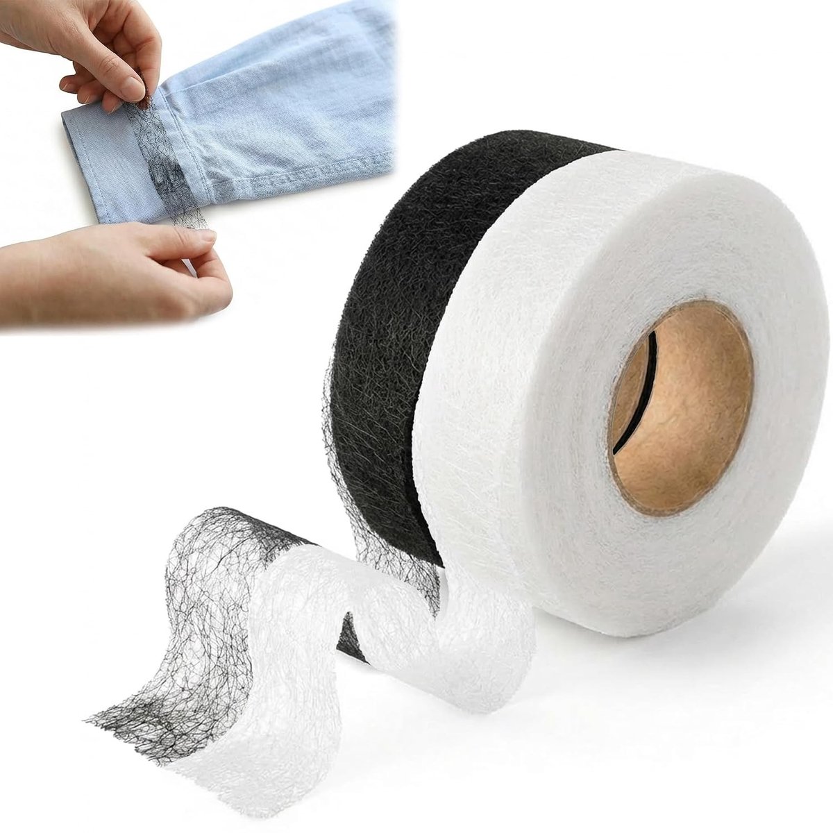 Dubbelzijdige smeltjoint tape, 2 rollen, ideaal voor knutselen, kleding, strijken van stoffen en naaiherstellingen