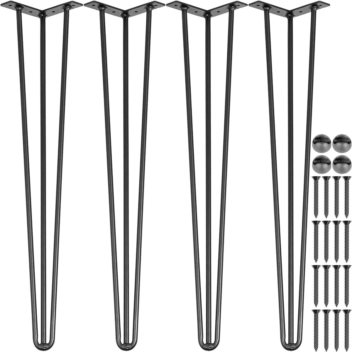 SnelShoppen - Haarspeld Tafelpoten 71 cm Zwart Set van 4 Bureaupoten Koolstofstaal 800 lbs Draagvermogen (220 lbs per poot) DIY Meubelpoten voor Eetta
