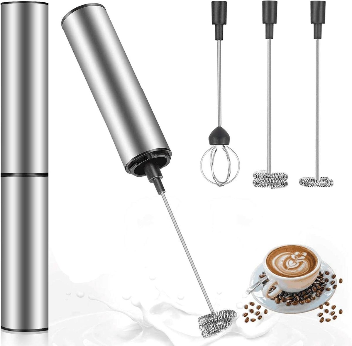 Elektrische Melkopschuimer - Garde Opschuimer - Koffie Maken - Dubbele Klopper - USB Oplaadbaar - Roestvrij Staal