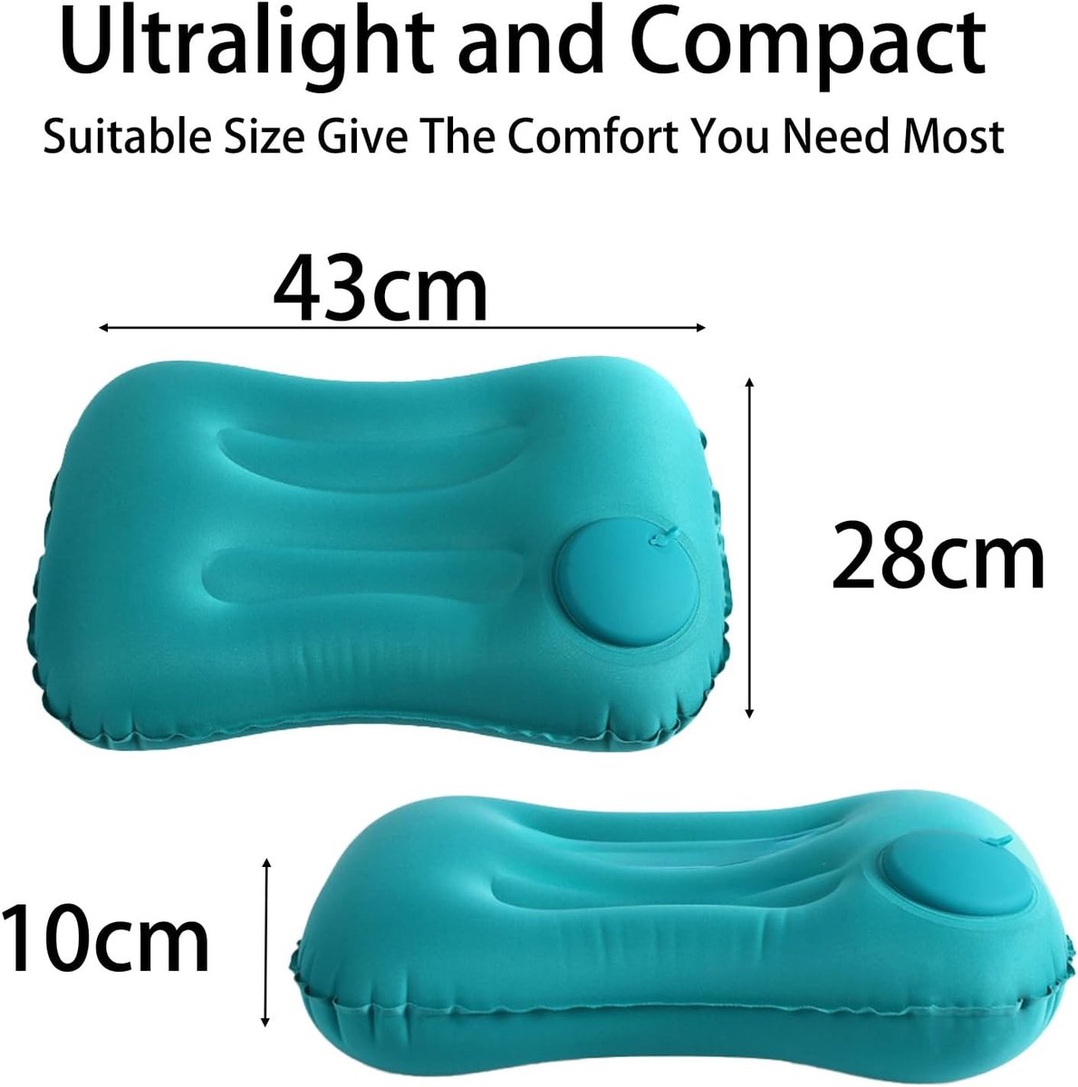 Ultralight Opblaasbaar Campingkussen voor Volwassenen - Compact en Draagbaar Kussen met Oogmasker en Oordoppen, Ideaal voor Hiking, Backpacking en Strandactiviteiten