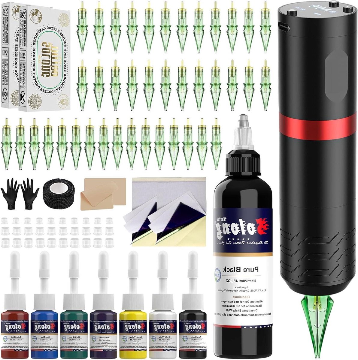 Draadloze Tattoo Machine - Tattoo Pen Kit - Professioneel Tatoeëren - OLED Display & Borstelloze Motor