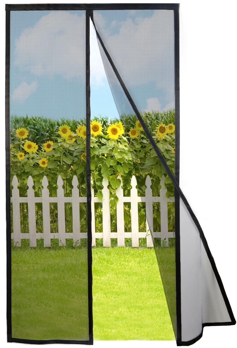 SnelShoppen - Magnetisch Vliegengordijn 90x210cm, Zwart Fijn Dikker Gaas voor Deur, Ideaal voor Tuin, Keuken, Camping en Kinderen, Eenvoudige Installa