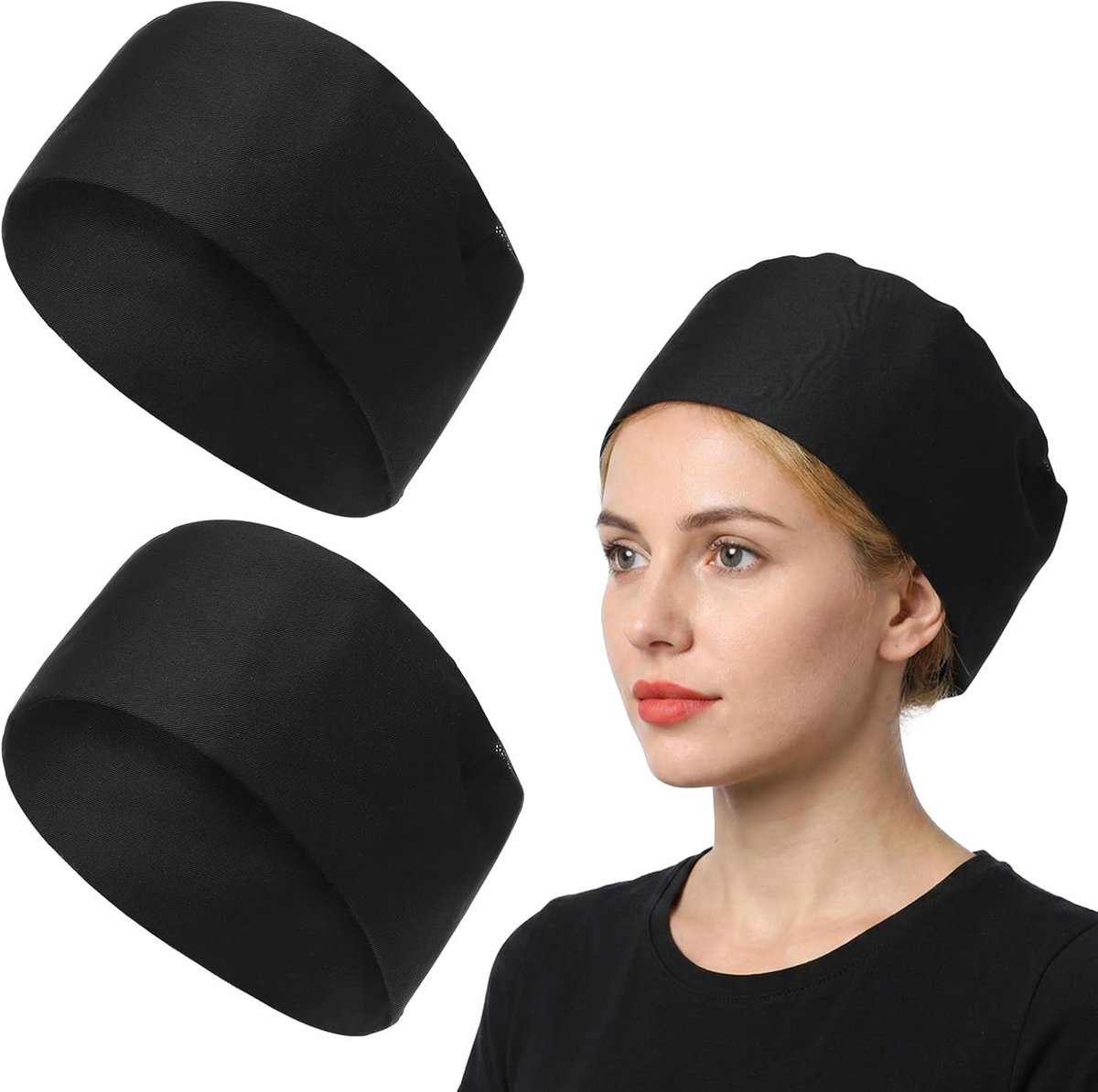 Verstelbare Unisex Chef Hoeden voor Koks - Mesh Top Beanies voor Bakken en Koken in Zwart