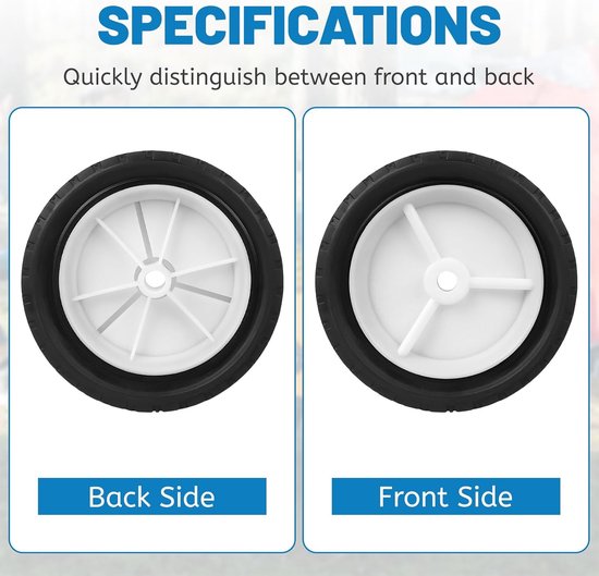 SnelShoppen - 2 stuks Ø 175 mm Rubber Wielen Grasmaaierwiel, 7 Inch Aandrijfwiel, Reservewiel voor Bolderkar, Gazonttractor, Draagvermogen 70 kg, Asga — afbeelding 3