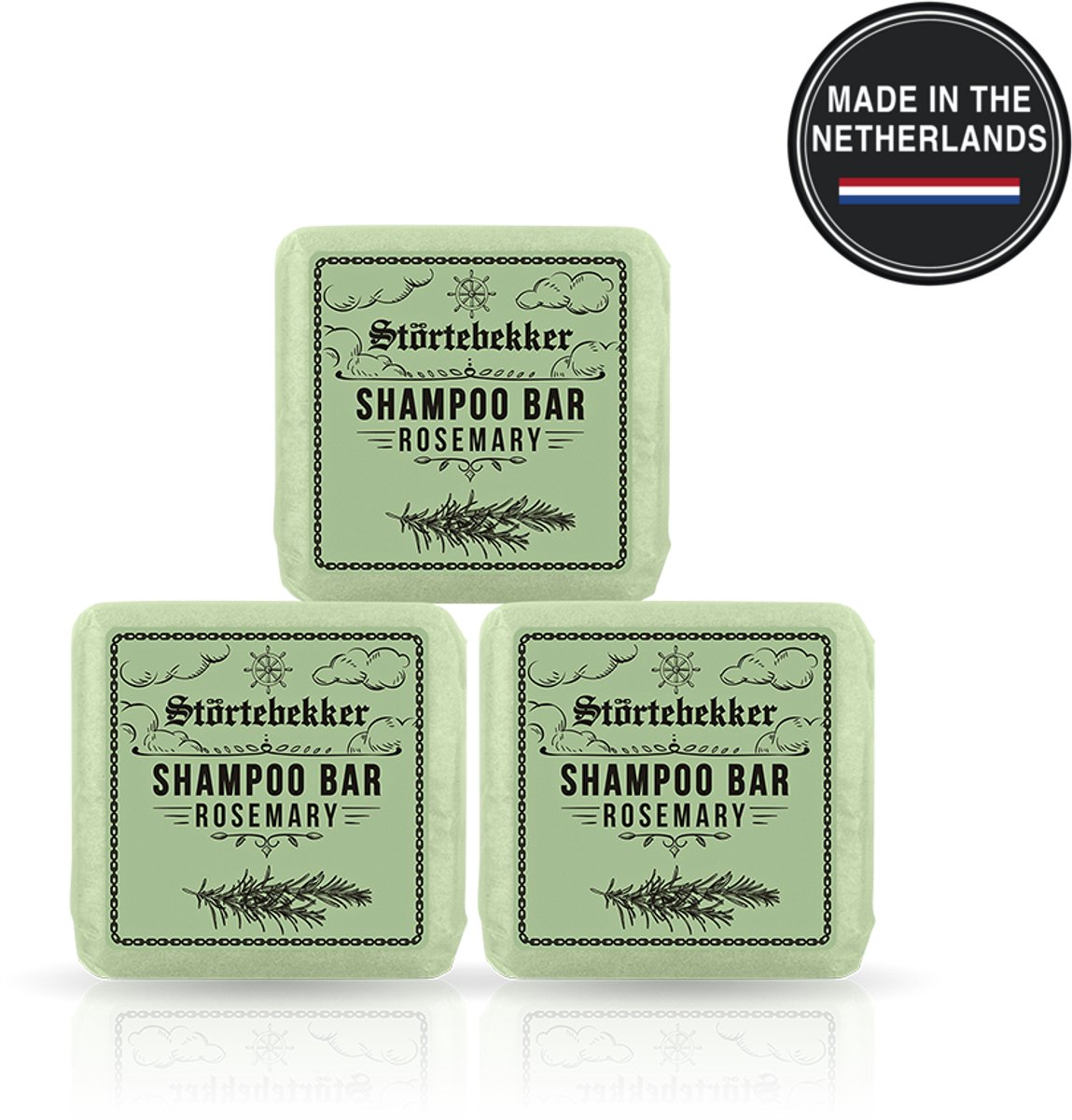 Störtebekker® Premium Shampoo Bar Rozemarijn - Vaste shampoo voor mannen en vrouwen - 3-in-1 douchezeep voor mannen voor haar, hoofdhuid en baard - Hydraterende shampoo - veganistisch, handgemaakt - 100 g Solid Shampoo Bar Rosemary