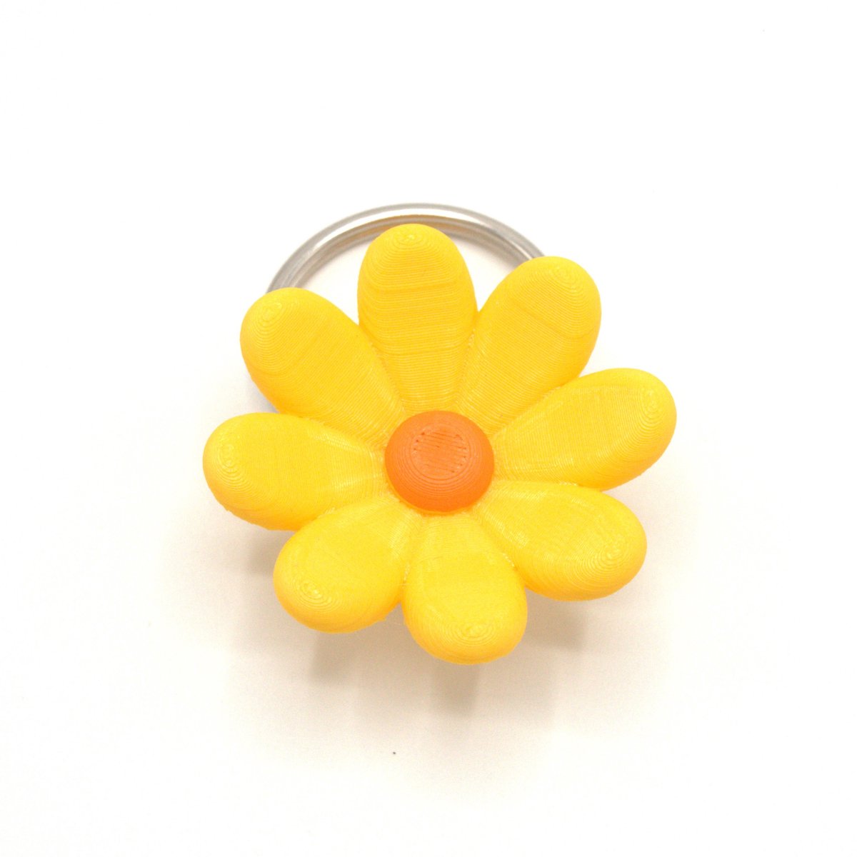Geel Madeliefje Sleutelhanger - Vrolijke Bloemen Tasbedel & Jas Hanger Ø 4 cm - Uniek Cadeautje