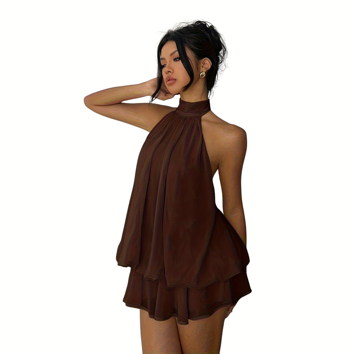Currero Zomerjurk Dames Zomerjurken Volwassenen Vrouwen Midi Jurk Ibiza Stijl Sundress Dress Koffie XS Bruin