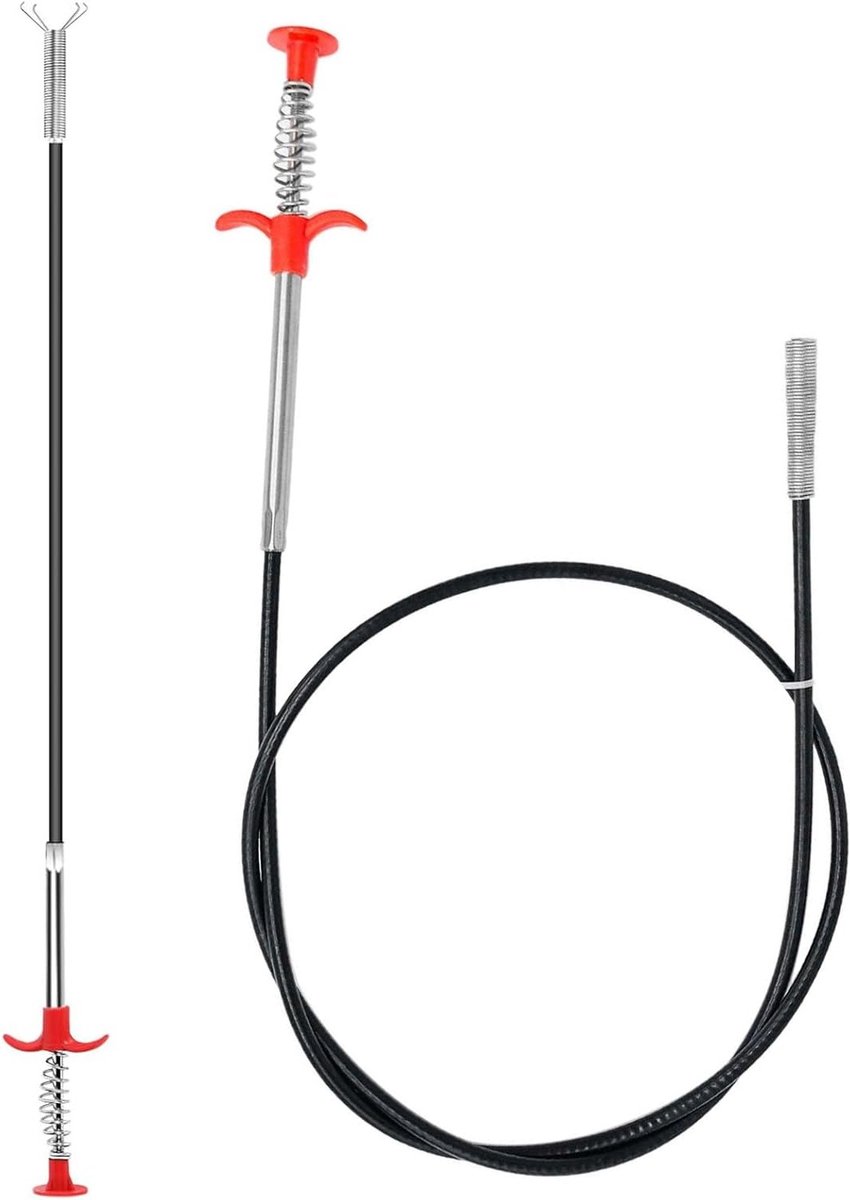 SnelShoppen - 2x Gripper Flexible Claw Gripper Set 200cm/90cm - Drain Cleaner en Tube Cleaner voor Keuken en Badkamer - Telescopische Drain Spiral voo