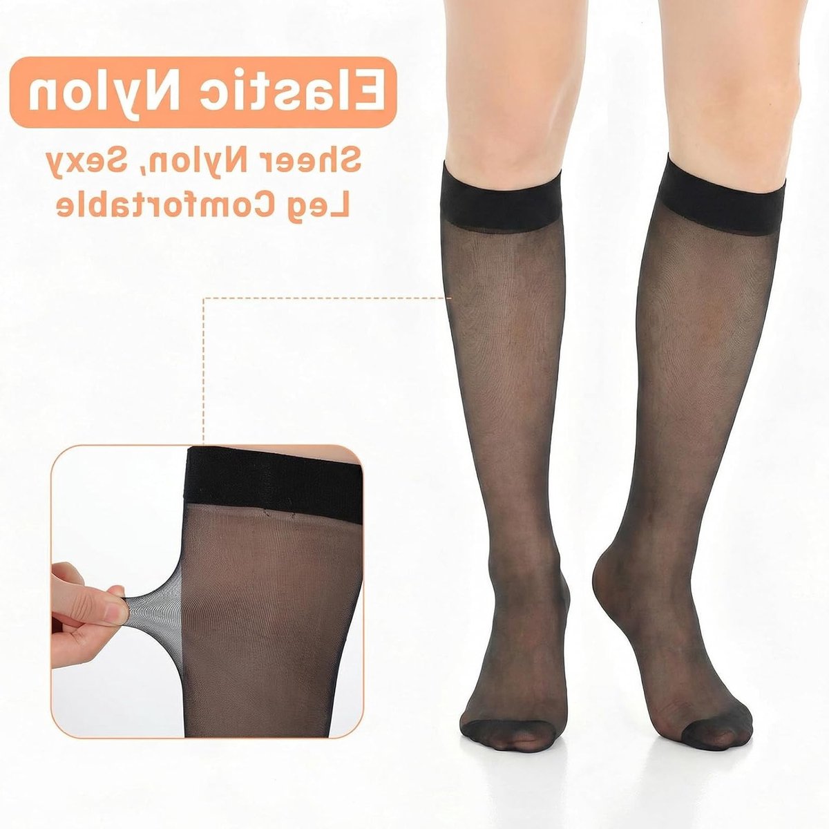 Kniekousen voor dames, 12 paar transparante nylon kniekousen, 20 denier, zwart en huidskleur, ideaal voor elke gelegenheid en perfect voor onder rok of jurk