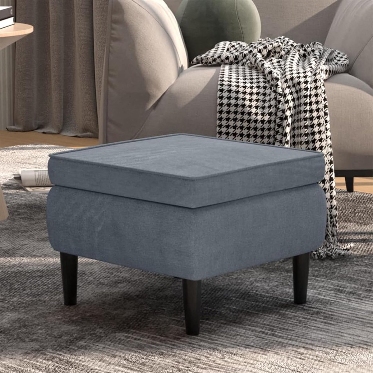 Voetenbank - Voetensteun poef - Ontspannen voeten - Zachte fluwelen bekleding - Compact formaat - Donkergrijs