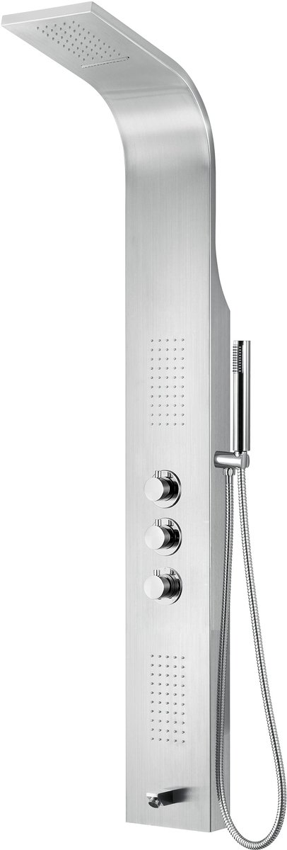 Luxelvia Douchepaneel Chroom – Regendouche met Handdouche, Massagejets en Thermostaat – RVS Douchekolom
