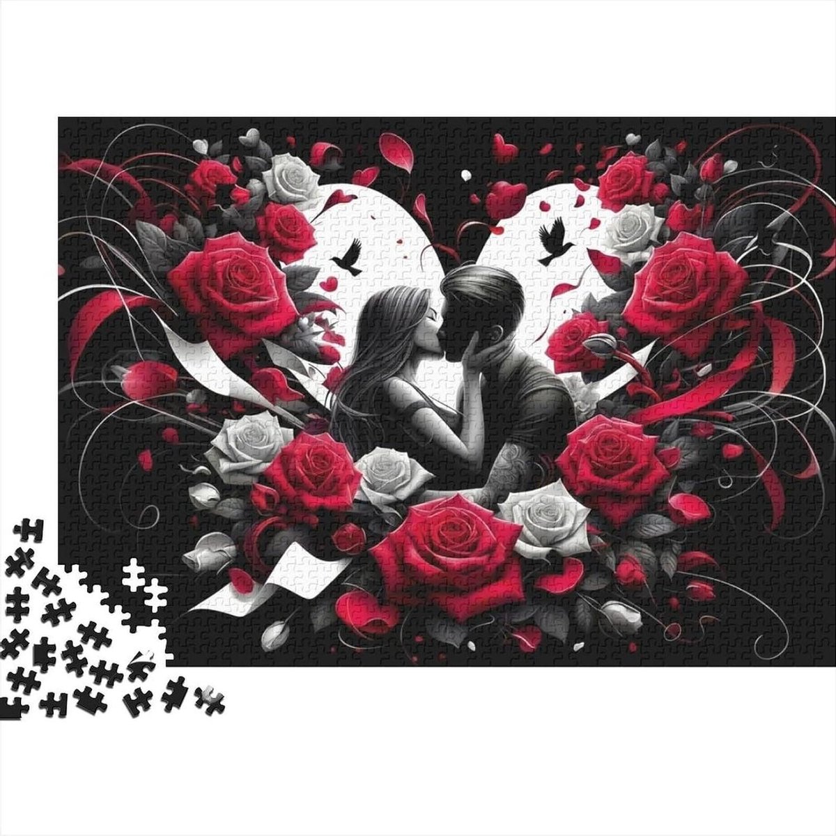 Romantische kus puzzel - Kunst legpuzzel - Ontspanning thuis - Gerecycled karton - 1000 stukjes - Stijl-9