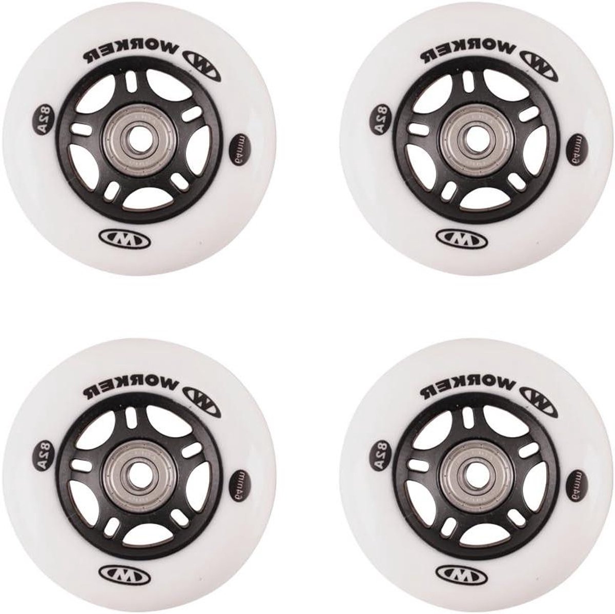 Wielen Set Skate Onderdelen Skeeleren en Skaten ABEC-5 Lagers 64mm 4 Stuks Chroom