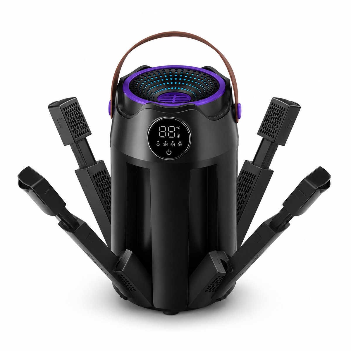 Gloovon® Elektrische Schoenendroger - 6 Armen voor 3 Paar met UV & Timer - Voor Sneakers, Laarzen & Sport - Zwart - Model H1