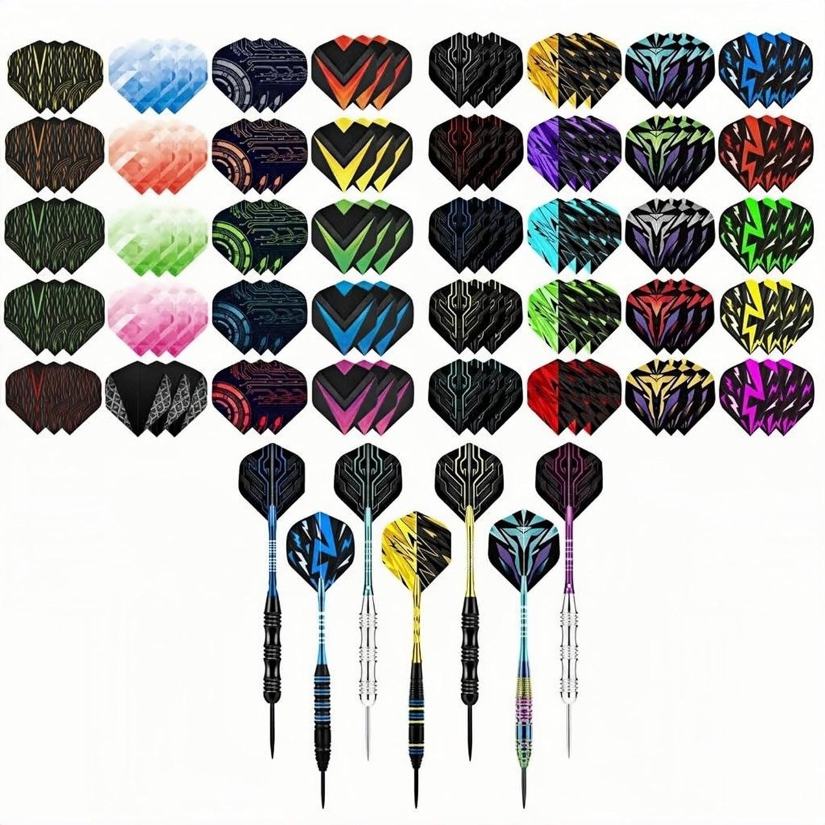 Dart Flights 120 stuks - Diverse ontwerpen en kleuren, perfect voor zachte en stalen tippijltjes, ideaal dartaccessoire voor elke speler