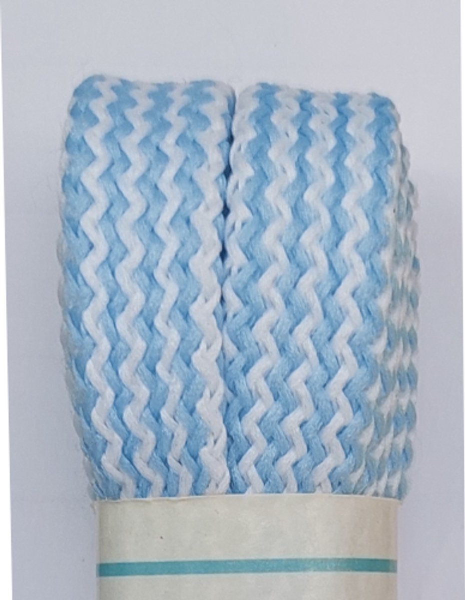 Movi Veter - Blauw/Wit - Meerkleurig - Plat - Extra Breed - Lengte 120 cm - Breedte 12 mm - Schoenveter