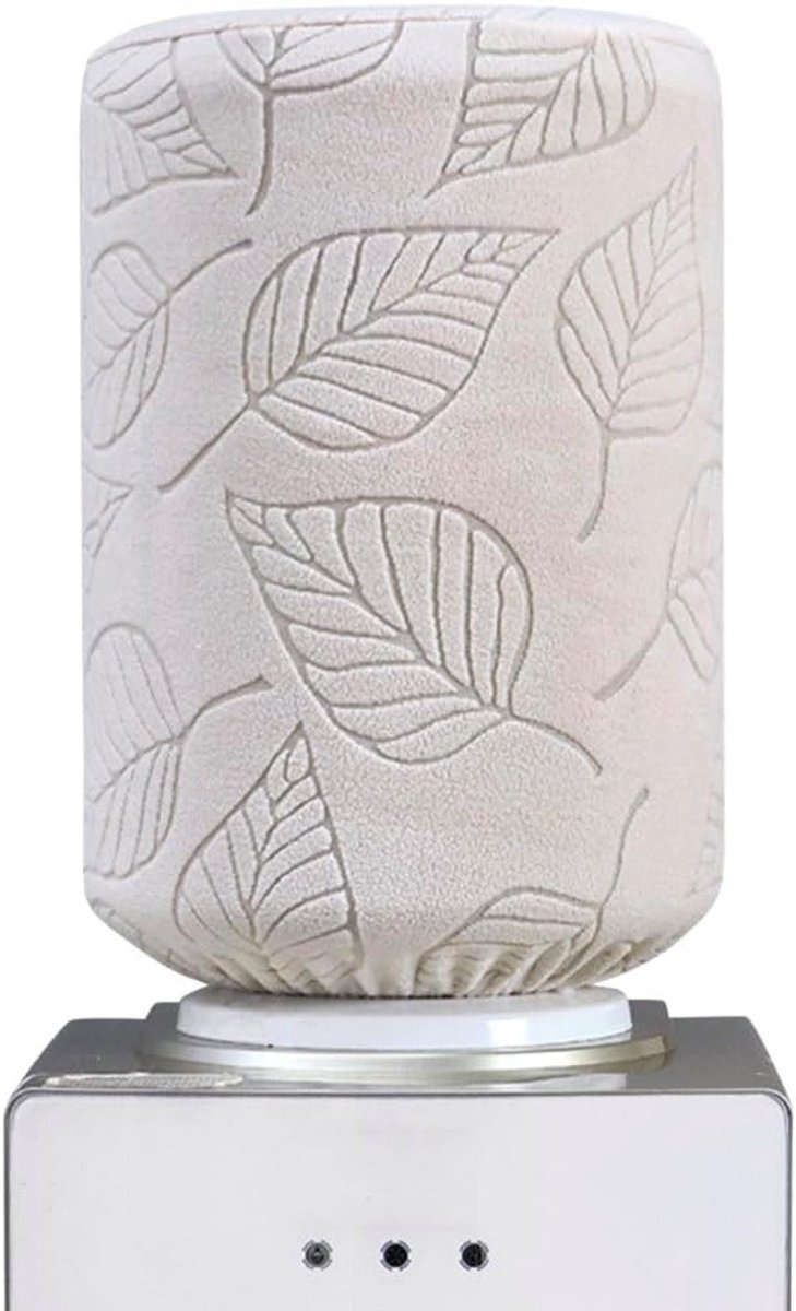 Waterfles Beschermhoes voor 5 Gallon, Waterdispenser en Vaatje, Stofhoes met Hoog Rekbaar 3D Bladpatroon, Herbruikbare Elastische Deksel voor Thuis, Hotel en Restaurant (Beige)