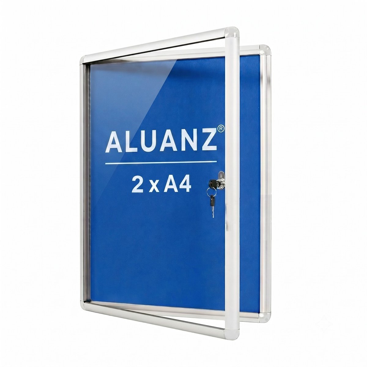 NIEUW: 2 x A4 Formaat Afsluitbare Vitrinekast met Vilten Achterwand - ALUANZ - Postervitrine, Wandvitrine, Notitiebord, Binnenvitrine, Muurvitrine, Mededelingenbord met slot