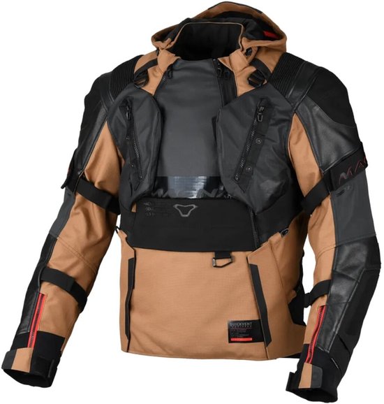 Macna Tryton NightEye waterdichte motorfiets lederen/textiel jas -