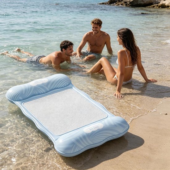 Opblaasbare ligstoel - Water hangmat - Waterplezier op reis - Geïntegreerde pomp - 110 x 68 cm - Blauw — afbeelding 2