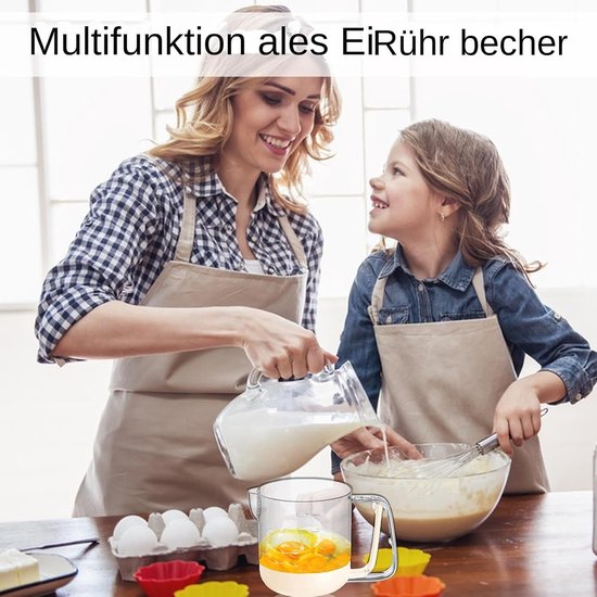 Eiermengbeker - Handmixer Keukengerei - Bakken en Feestvoorbereiding - Handmatig en Draadloos - 12x13x12 cm - Beige — afbeelding 3