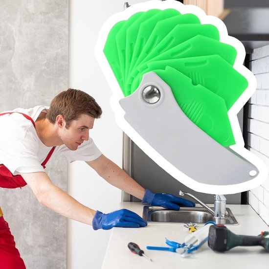Kit Gereedschap - Kitspatel Kitverwijderaar - Kitranden Afwerken - 9-in-1 Opvouwbaar - 15 cm - Groen — afbeelding 3