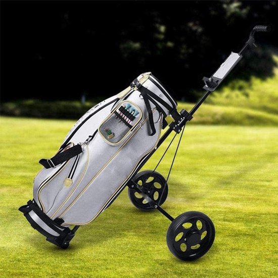 Golf Trolley - Golf Caddy - Golfen Lopen - Opvouwbaar Met Rem - 2 Wielen - Zwart van GOLF — afbeelding 3