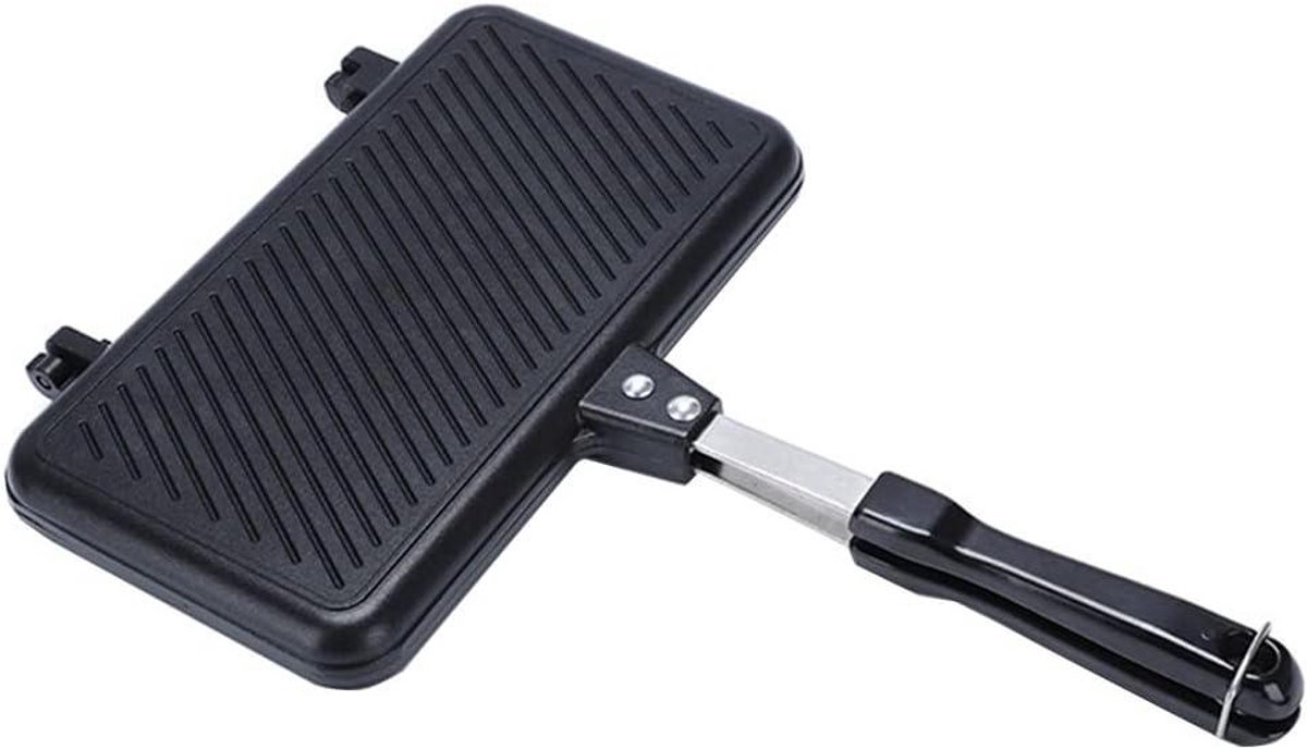 Sandwich Maker - Broodjespan Toastapparaat - Ontbijt Maken - Gelijkmatige Warmte - Dubbelzijdig - Zwart