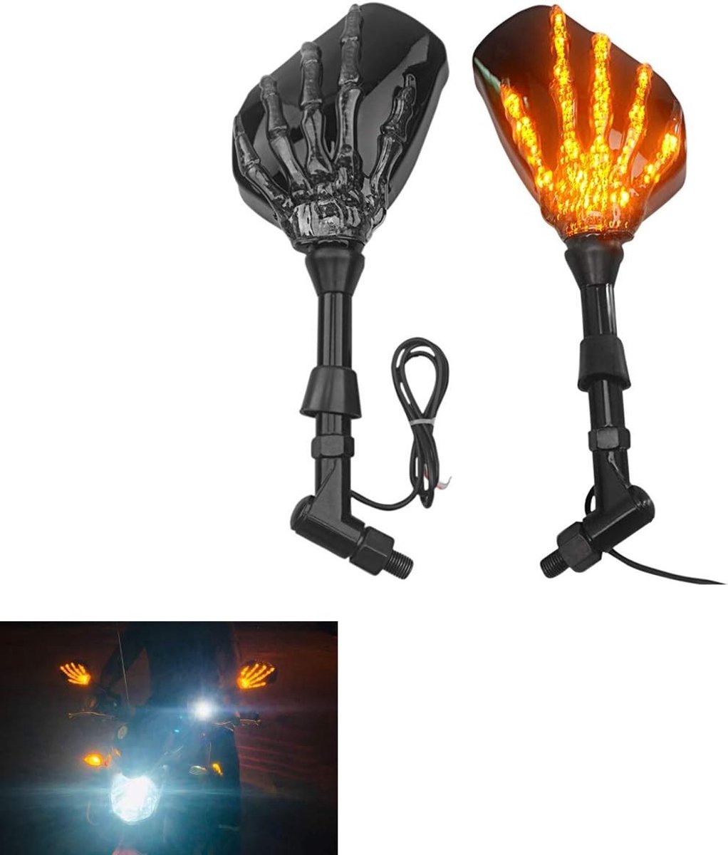 Motorfiets zijspiegel met LED Demon Light voor V-Star XVS 650 950 1100 - Perfecte vervangingsspiegel voor motoren, verbeterde zichtbaarheid en stijl.