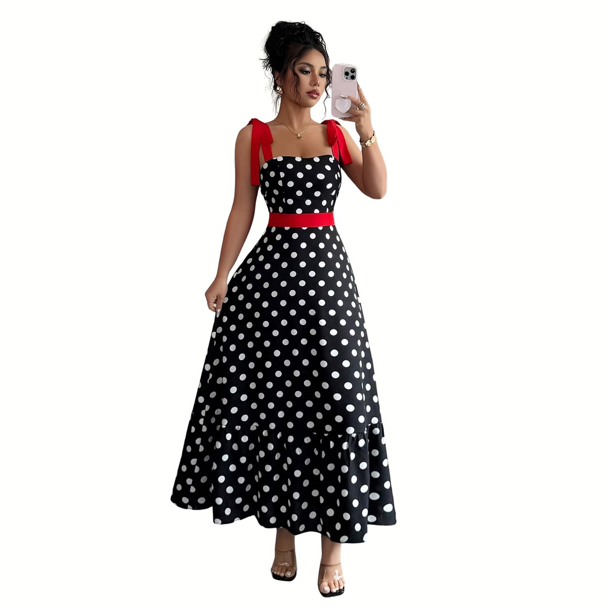 Currero Jurk Met Polkadots Stippen Zomerjurk Dames Zomerjurken Midi Jurk Volwassenen Ibiza Stijl Sundress Dress Meerkleurig XL Polychroom
