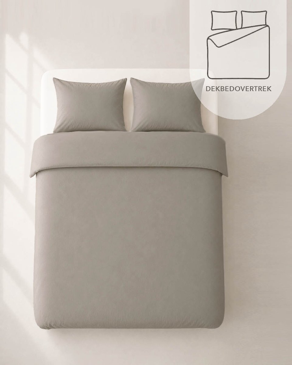 HOOMstyle Dekbedovertrek met kussenslopen - luxe micro Percale - dekbedovertrek - 240x220cm - Lits-Jumeaux - Taupe