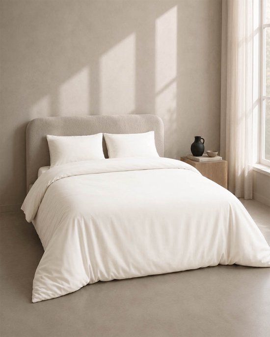 HOOMstyle Dekbedovertrek met kussenslopen - luxe micro Percale - dekbedovertrek - 240x240cm - Lits-Jumeaux - Cotton White van HOOMstyle — afbeelding 2