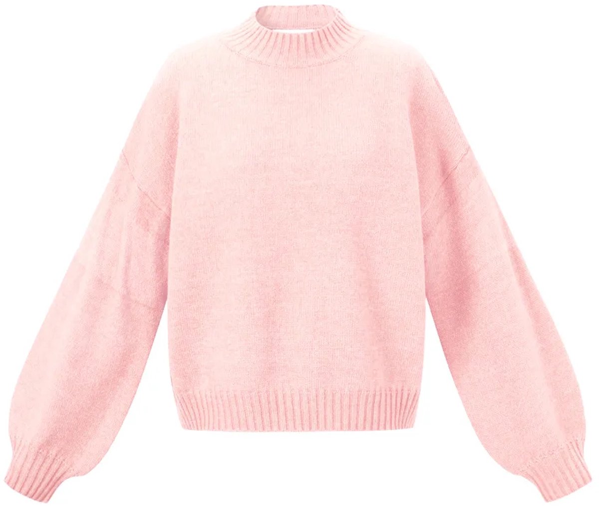 Comfortabele Gebreide Polyester Dames Trui met Letters Motief op de Rug - Roze - Maat S/M
