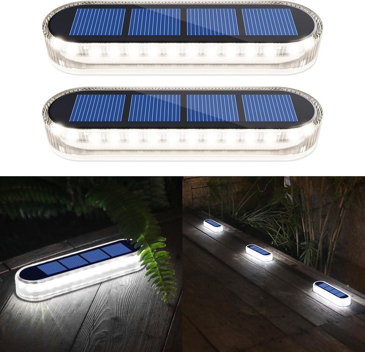 Zonne-energie Buitenlampen - Wit Licht - Automatisch In- en Uitschakelen - Waterdicht IP68 - Voor Tuin en Terras