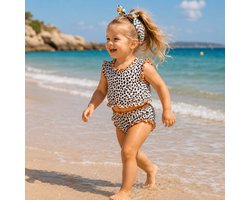 Ducksday - Omkeerbare baby tankini met haarlint - voor meisjes - UPF 50+ - Driedelige zwemset - Moana - Maat 80