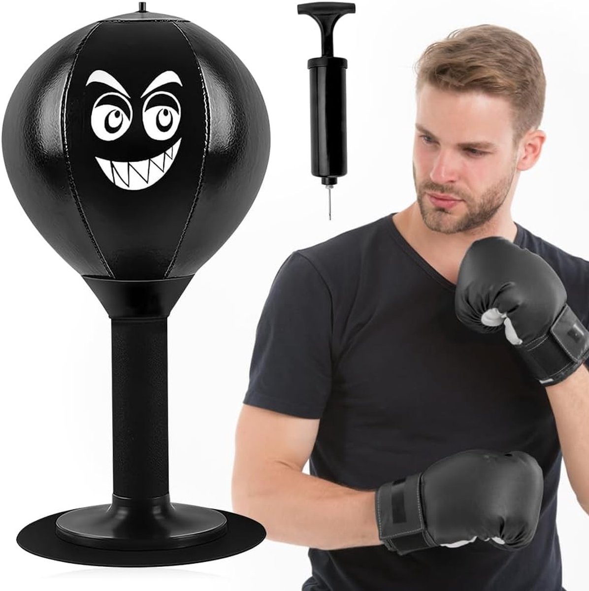 Stabiele Tafel Punching Ball met Zuignap - Compacte Mini Punching Bag voor Thuis en Kantoor - Stressverlichting en Actieve Ontspanning