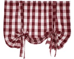 Kort Gordijn - Keukengordijn Valletje - Privacy Bieden - Stijlvol Geruit Patroon - 60x120 cm - Rood