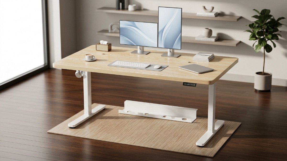 Elektrisch Zit-Sta Bureau 160 x 80 cm – Ergonomisch Hoogte Verstelbaar Bureau met Kabelmanagement, Automatische Zitherinnering, 2 Geheugenstanden, Anti-Botsing, Stille Motor, Computerbureau, Thuiskantoor – Wit – novihomestore