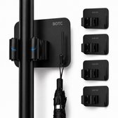 BOTC Bezemhouder - 4 stuks - Zelfklevend - RVS - Bezem Ophangsysteem - Bezem Houder - Tuingereedschap - Zwart