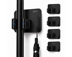 BOTC Bezemhouder - 4 stuks - Zelfklevend - RVS - Bezem Ophangsysteem - Bezem Houder - Tuingereedschap - Zwart