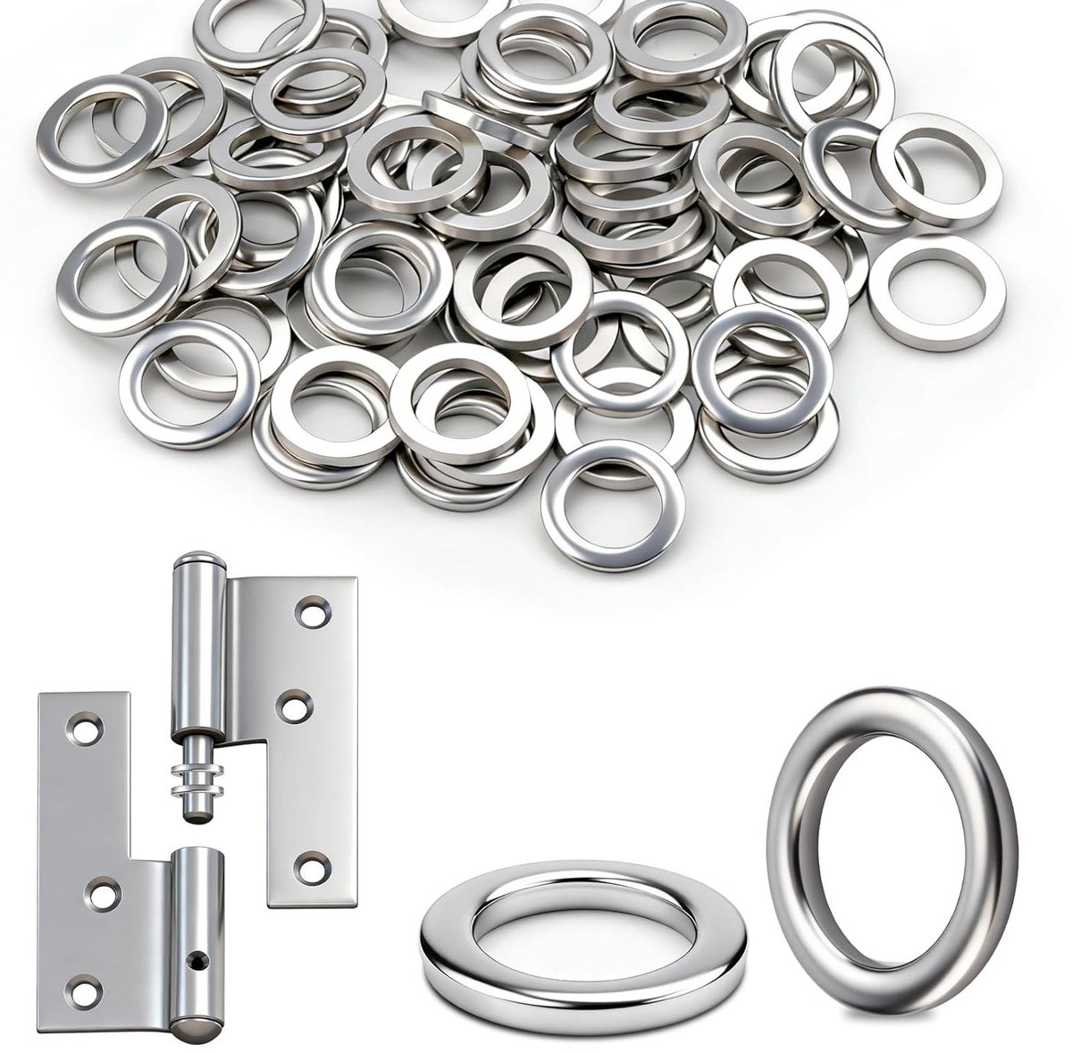 Washer voor Deuren van RVS 304, Diameter 10 x 16 x 1.5 mm, Ideaal voor Scharnieren en Montage van Interne Deuren