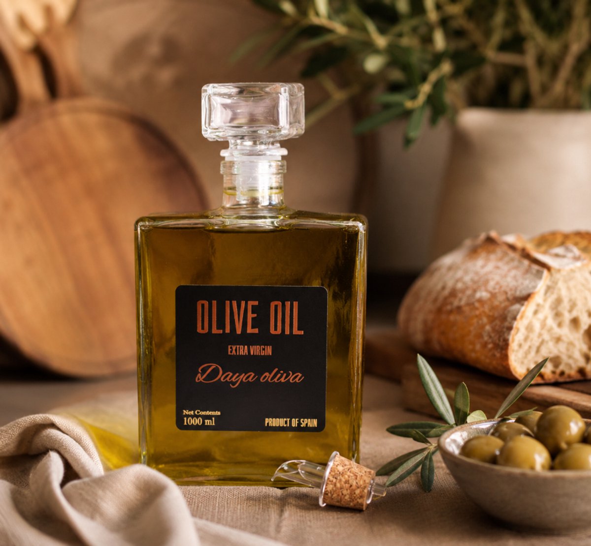 Olijfolie pure Spaanse olijfolie geschenkfles cadeau fles 1 liter - Spaanse Olijfolie 1L - Pure Extra Vierge - Luxe Geschenkfles / Cadeaufles