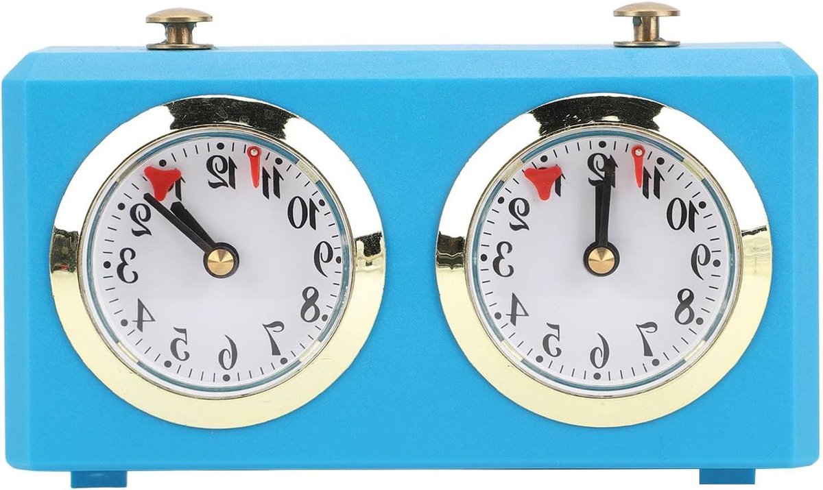 Analoge Schaakklok - Mechanische Timer - Schaakwedstrijden Spelen - Geen Batterijen Nodig - 15.4 x 5.5 cm - Lichtblauw
