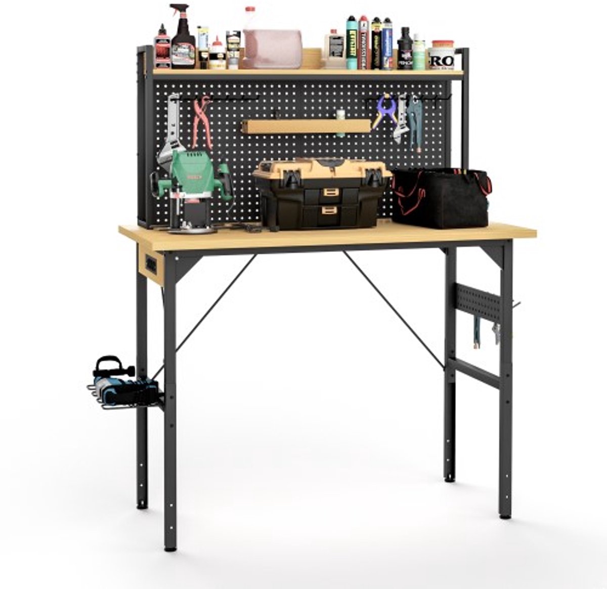 YYchan bureau - zwart - 120 x 60 x 155,5 cm - met lade - met wielen - met stopcontact
