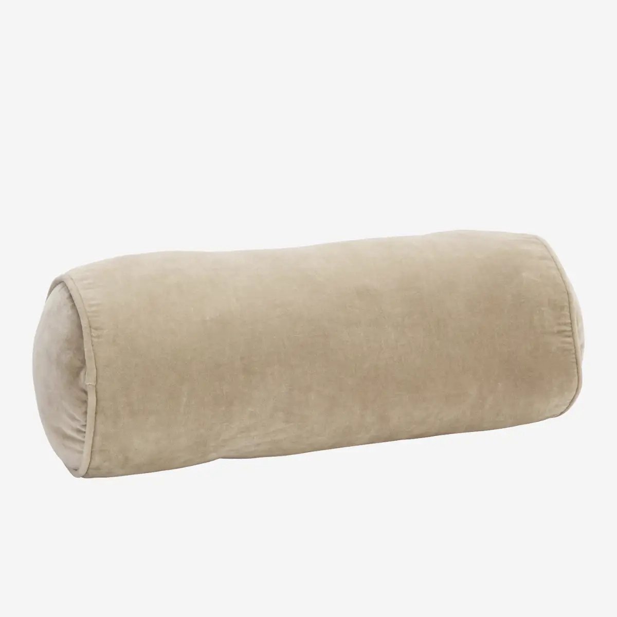Madam Stoltz - Fluwelen Bolsterkussen Rond - 20x50cm - Taupe