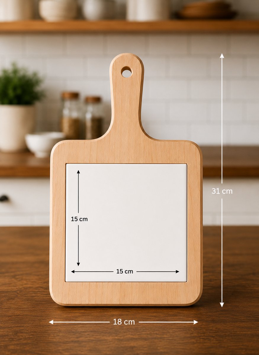 Kaasplank Beste Collega – 18 x 31 cm – Houten Serveerplank met Tegel – Cadeau voor Collega