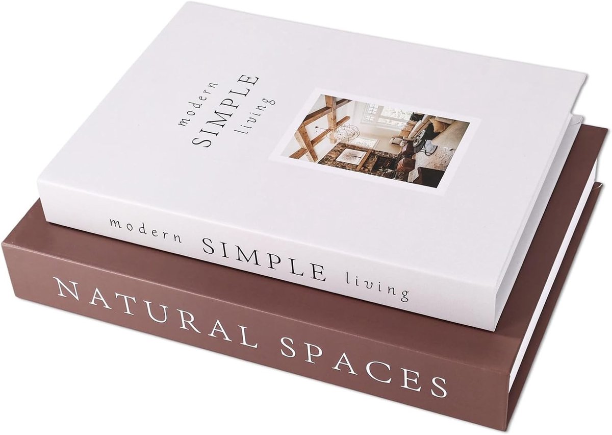 Decoratieve Boeken Set - Wit en Bruin - Elegante Omslagen - Verborgen Opbergdoos - Voor Huisinrichting